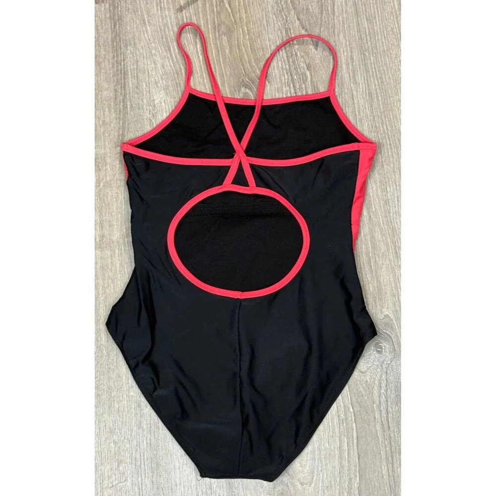 Mesuca One Piece Swimwear Girls 12 Black Colorblock Stripe Swimming Pool Vacay